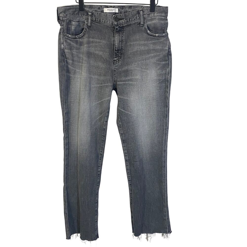 Moussy Vintage Howa Slim Fit Jeans Medium Grey Distressed Raw Hem Sz 30